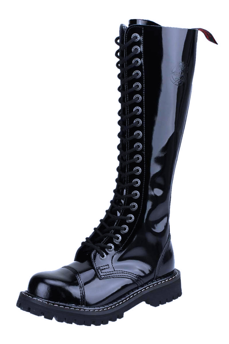 Angry Itch 20 Hole Boots Black Lacquer Abaddon Mystic Store