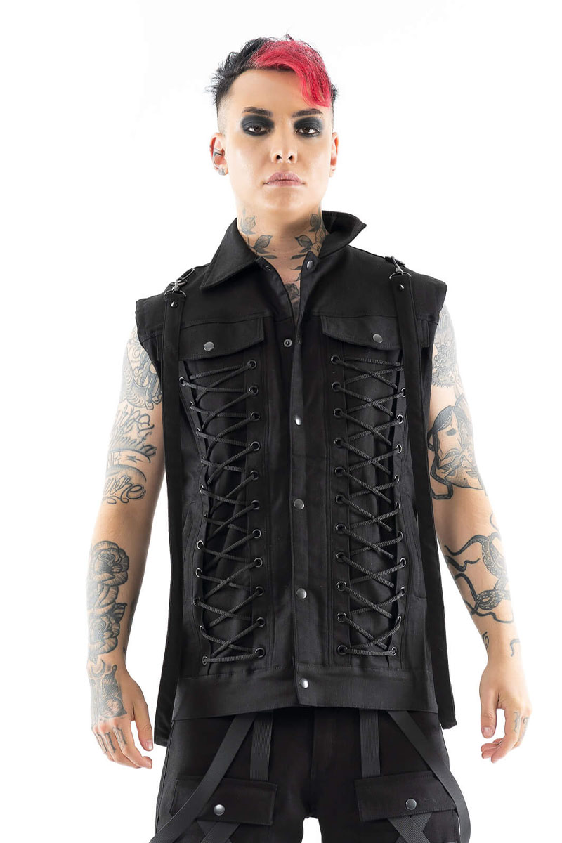 トップス 1960s FrenchVintage black vest 30s/40s FRENCH BLACK LINEN VEST HALLES-VILLETTE 30s/40s フレンチ
